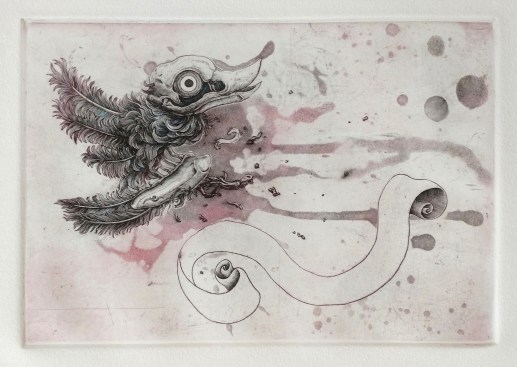 Ehlers_Tweet, Tweet, Boom, Metal Engraving and Water Color, 12" x 9", 2018 .jpg